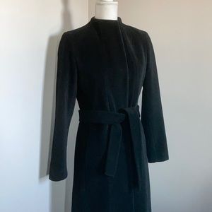 CALVIN KLEIN BLACK VELOUR ANGORA/WOOL COAT SZ 2